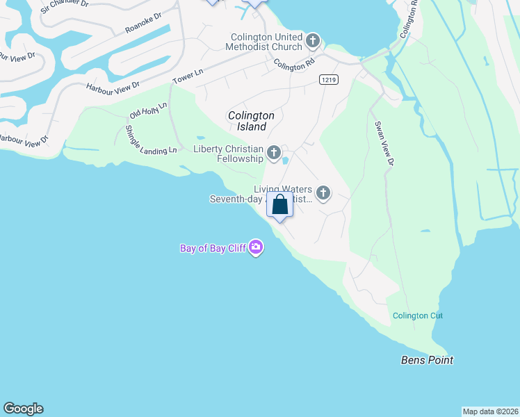 map of restaurants, bars, coffee shops, grocery stores, and more near 126 Sally Crab Ct in Kill Devil Hills