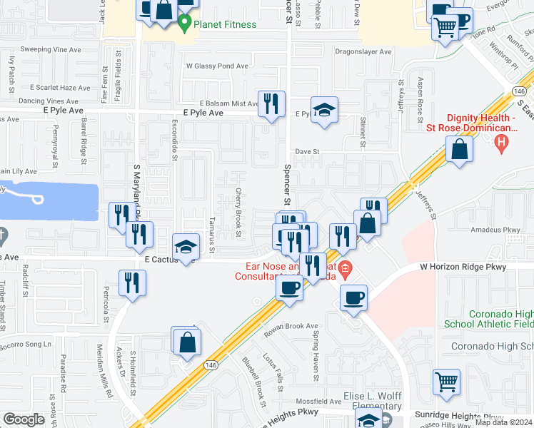 map of restaurants, bars, coffee shops, grocery stores, and more near 1679 Summer Blush Avenue in Las Vegas