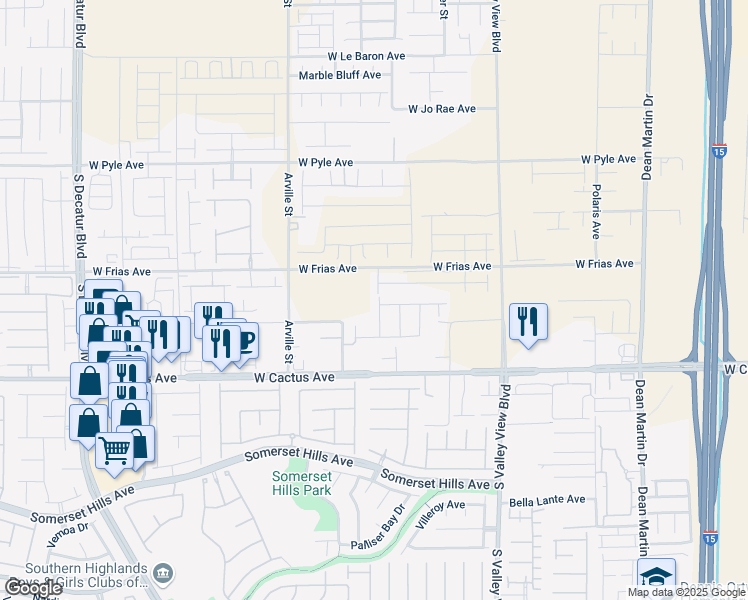 map of restaurants, bars, coffee shops, grocery stores, and more near 10359 Arroyo Willow Street in Las Vegas