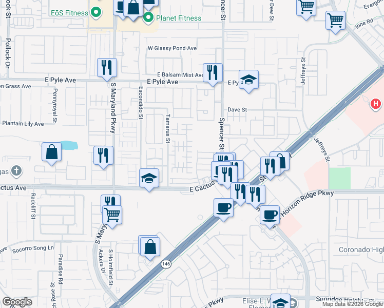 map of restaurants, bars, coffee shops, grocery stores, and more near 10364 Cherry Brook Street in Las Vegas