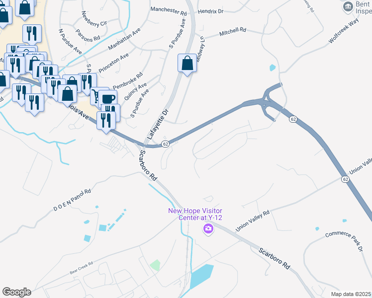 map of restaurants, bars, coffee shops, grocery stores, and more near 120 Summit Place in Oak Ridge