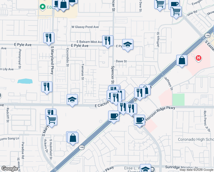 map of restaurants, bars, coffee shops, grocery stores, and more near 1719 Summer Blush Avenue in Las Vegas