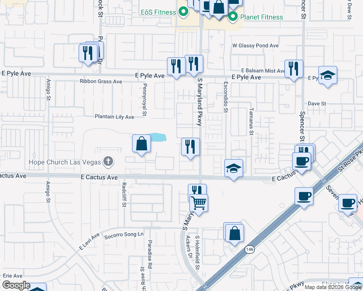 map of restaurants, bars, coffee shops, grocery stores, and more near 1129 Claire Rose Avenue in Las Vegas