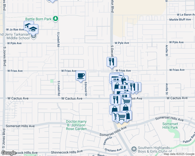 map of restaurants, bars, coffee shops, grocery stores, and more near 5093 Tunnel Falls Drive in Las Vegas