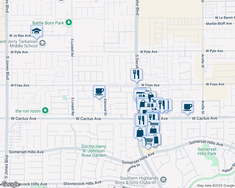 map of restaurants, bars, coffee shops, grocery stores, and more near 5093 Tunnel Falls Drive in Las Vegas