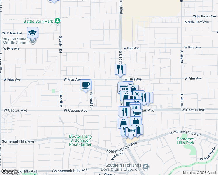 map of restaurants, bars, coffee shops, grocery stores, and more near 5023 Tunnel Falls Drive in Las Vegas
