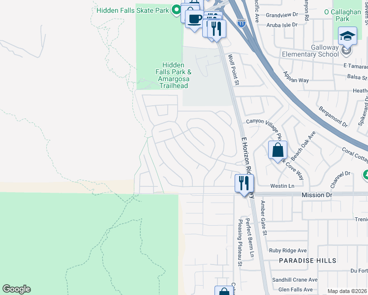 map of restaurants, bars, coffee shops, grocery stores, and more near 62 Blaven Drive in Henderson