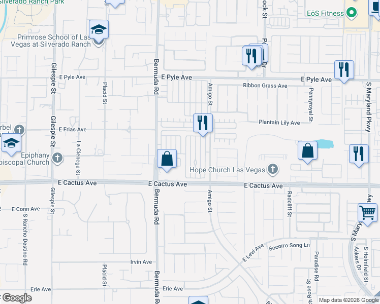 map of restaurants, bars, coffee shops, grocery stores, and more near 10379 Perfect Parsley Street in Las Vegas
