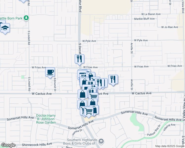 map of restaurants, bars, coffee shops, grocery stores, and more near 4777 West Frias Avenue in Las Vegas