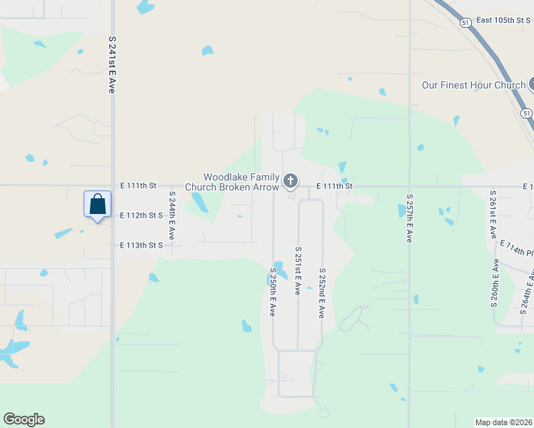 map of restaurants, bars, coffee shops, grocery stores, and more near 11124 South 250th East Avenue in Broken Arrow