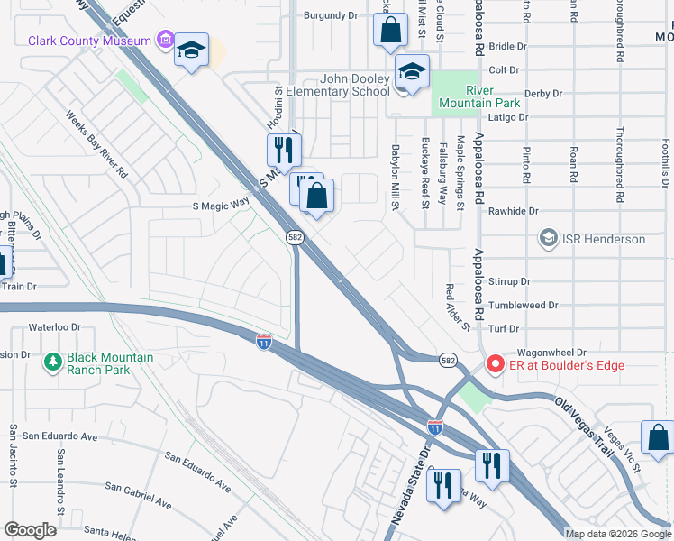 map of restaurants, bars, coffee shops, grocery stores, and more near 2800 South Boulder Highway in Henderson