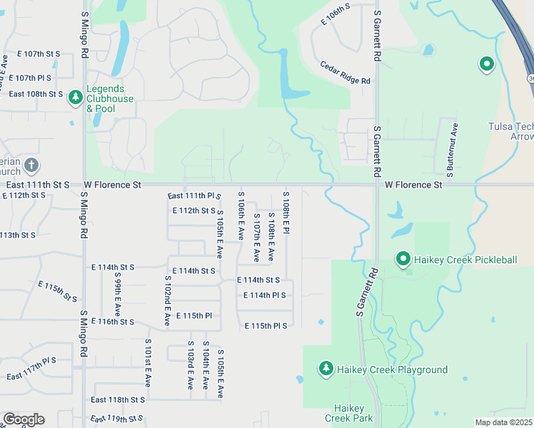 map of restaurants, bars, coffee shops, grocery stores, and more near 11202 South 108th East Avenue in Bixby