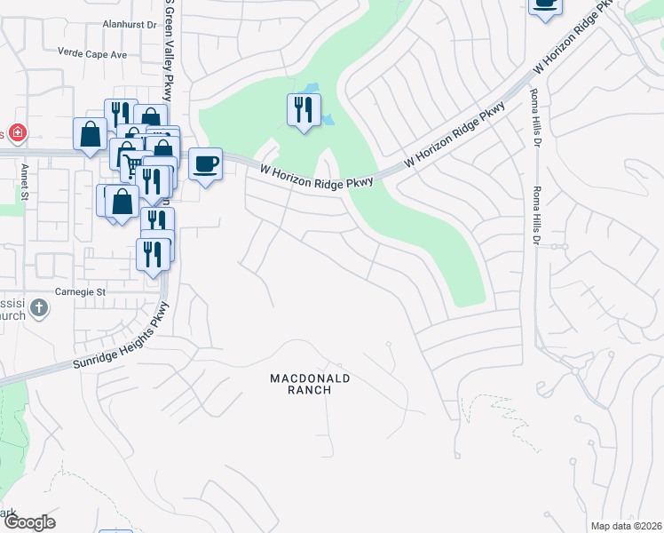 map of restaurants, bars, coffee shops, grocery stores, and more near 2145 King Mesa Drive in Henderson