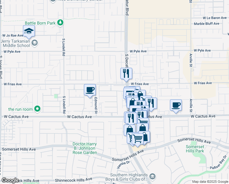 map of restaurants, bars, coffee shops, grocery stores, and more near 5023 Tunnel Falls Drive in Las Vegas