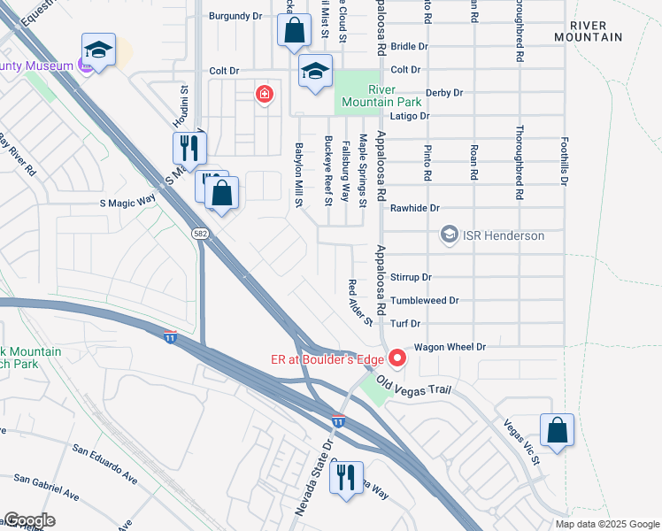 map of restaurants, bars, coffee shops, grocery stores, and more near 2205 Maple Shade St in Henderson