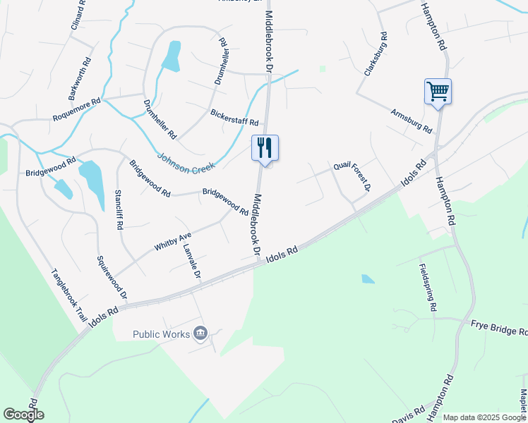 map of restaurants, bars, coffee shops, grocery stores, and more near 3651 Middlebrook Drive in Clemmons