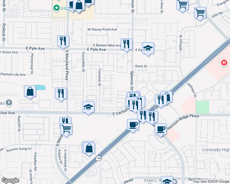 map of restaurants, bars, coffee shops, grocery stores, and more near 10360 Cherry Brook Street in Las Vegas