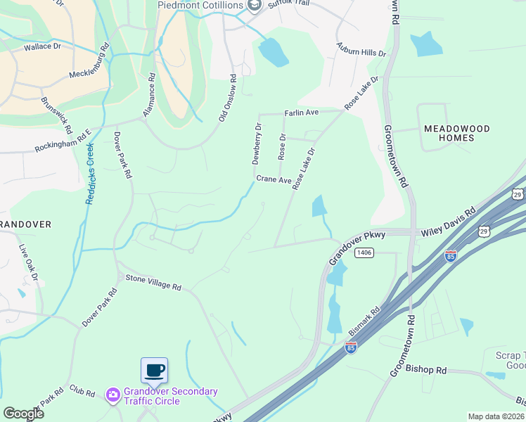 map of restaurants, bars, coffee shops, grocery stores, and more near 60 Creswell Court in Greensboro