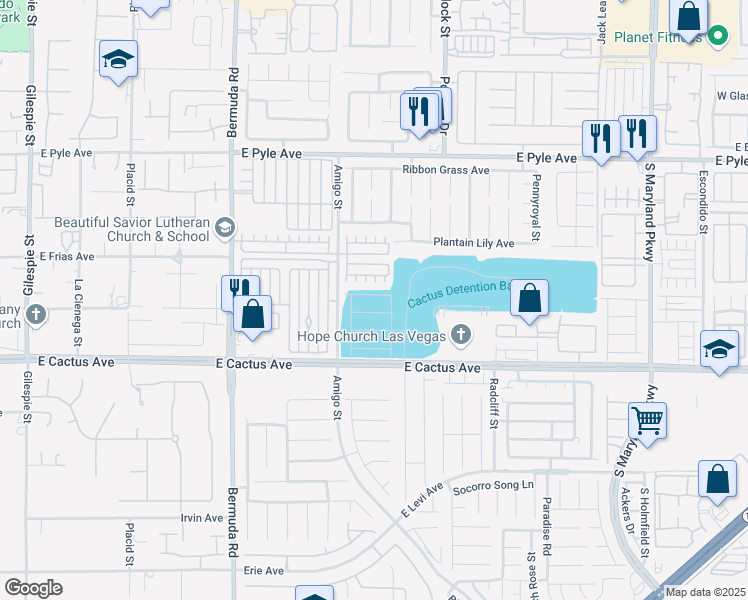 map of restaurants, bars, coffee shops, grocery stores, and more near 665 Steep Canyon Avenue in Las Vegas