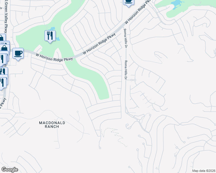map of restaurants, bars, coffee shops, grocery stores, and more near 589 Mountain Links Dr in Henderson