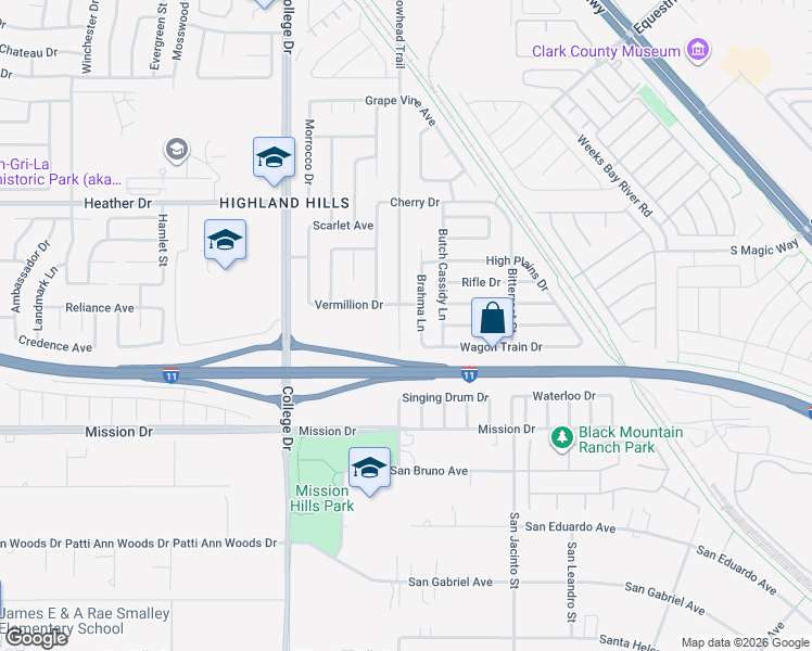map of restaurants, bars, coffee shops, grocery stores, and more near 849 Arrowhead Trail in Henderson