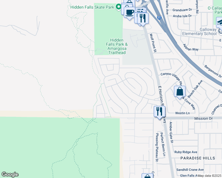 map of restaurants, bars, coffee shops, grocery stores, and more near 745 Wigan Pier Drive in Henderson