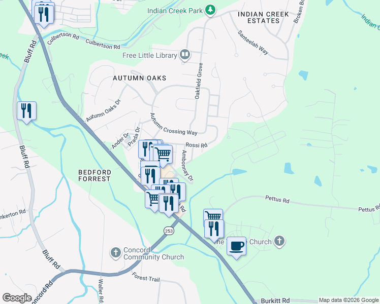 map of restaurants, bars, coffee shops, grocery stores, and more near 8810 Dolcetto Grove in Nashville