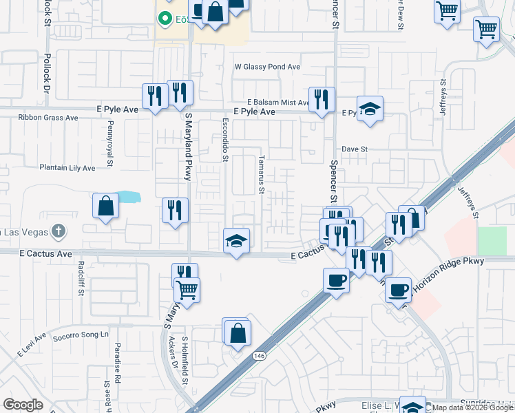 map of restaurants, bars, coffee shops, grocery stores, and more near 10364 Gunpowder Falls Street in Las Vegas