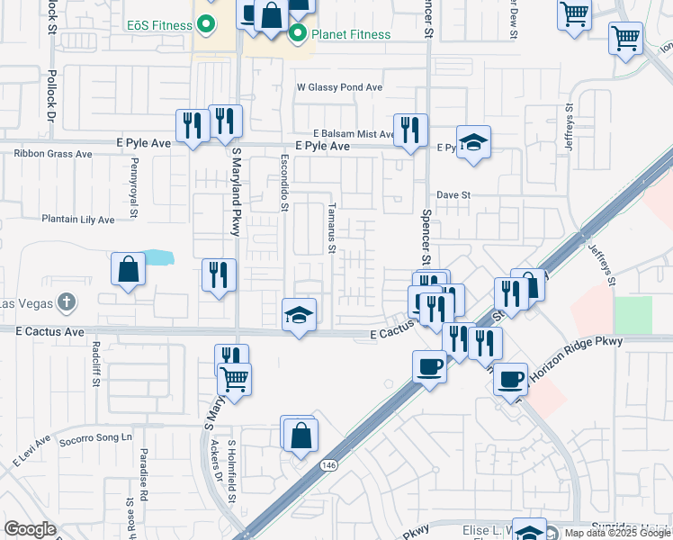 map of restaurants, bars, coffee shops, grocery stores, and more near 10367 Adams Chase Street in Las Vegas