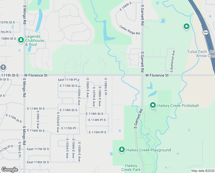 map of restaurants, bars, coffee shops, grocery stores, and more near 11201 South 108th East Place in Bixby