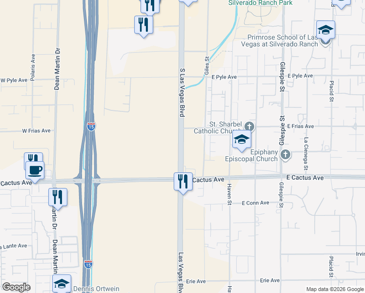 map of restaurants, bars, coffee shops, grocery stores, and more near in Las Vegas