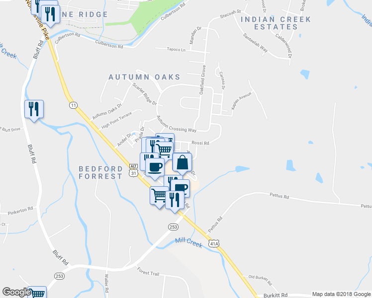 map of restaurants, bars, coffee shops, grocery stores, and more near 8710 Ambonnay Drive in Brentwood