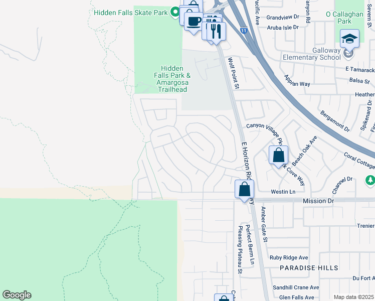 map of restaurants, bars, coffee shops, grocery stores, and more near 686 Vortex Avenue in Henderson