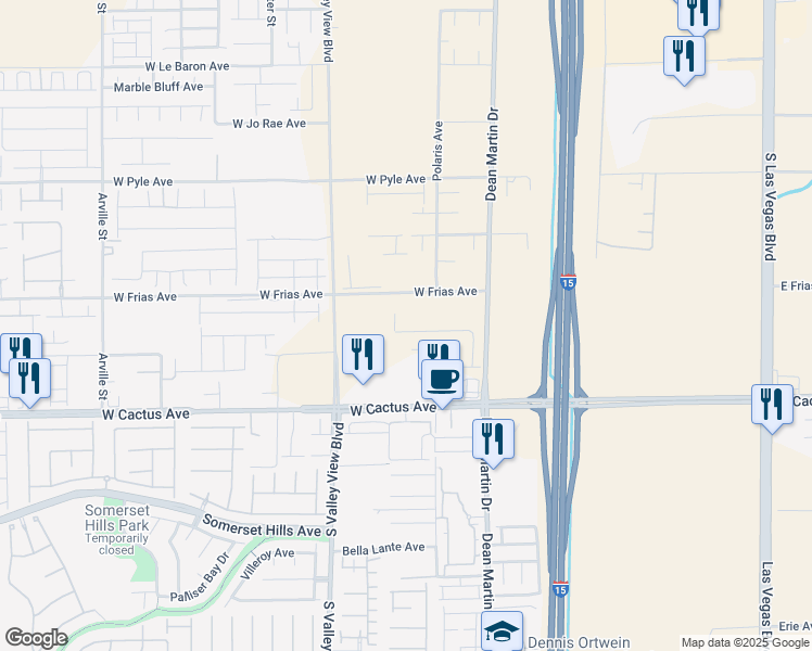 map of restaurants, bars, coffee shops, grocery stores, and more near 3522 La Cura Avenue in Enterprise