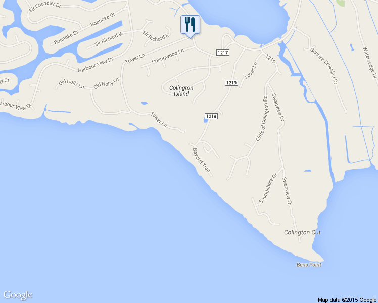 map of restaurants, bars, coffee shops, grocery stores, and more near 126 Sally Crab Court in Kill Devil Hills