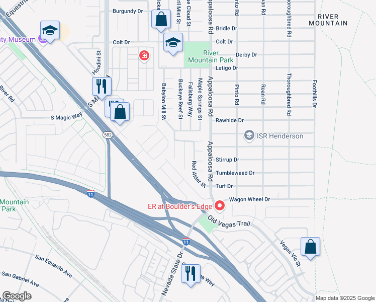 map of restaurants, bars, coffee shops, grocery stores, and more near 2205 Maple Shade Street in Henderson