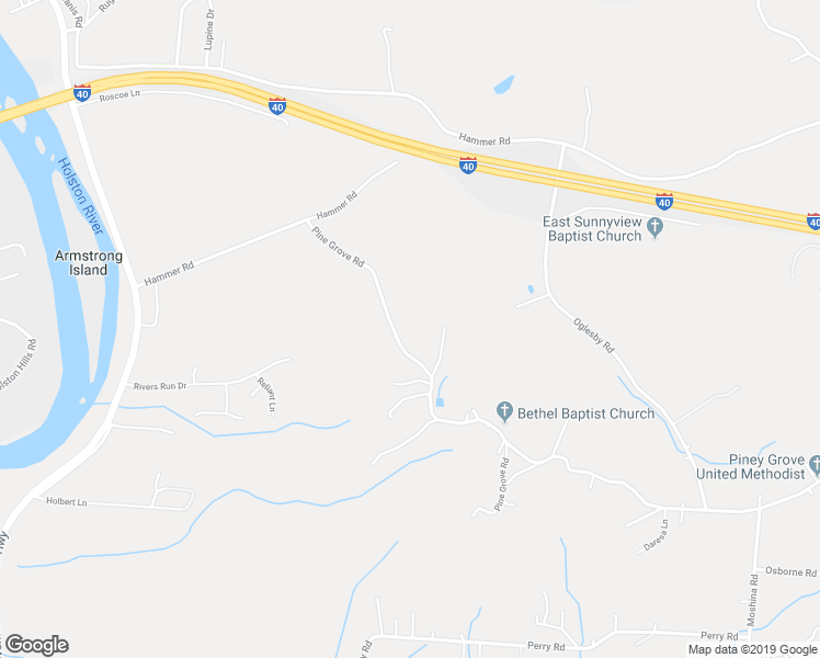 map of restaurants, bars, coffee shops, grocery stores, and more near 6409 Pine Grove Road in Knoxville