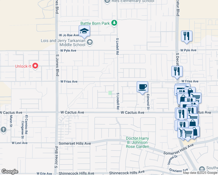 map of restaurants, bars, coffee shops, grocery stores, and more near 5569 Sharpsburg Avenue in Las Vegas