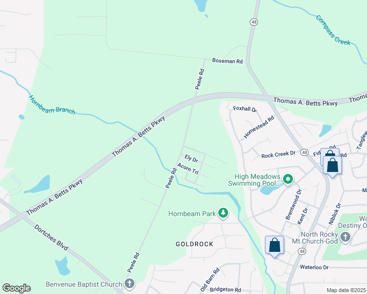 map of restaurants, bars, coffee shops, grocery stores, and more near 243 Fieldcrest Drive in Rocky Mount