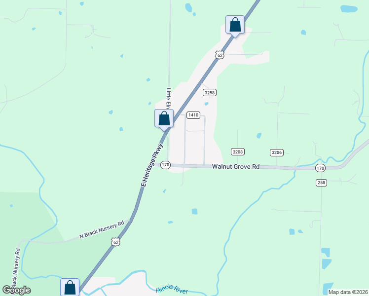map of restaurants, bars, coffee shops, grocery stores, and more near 10840 Danny Bryan Road in Prairie Grove