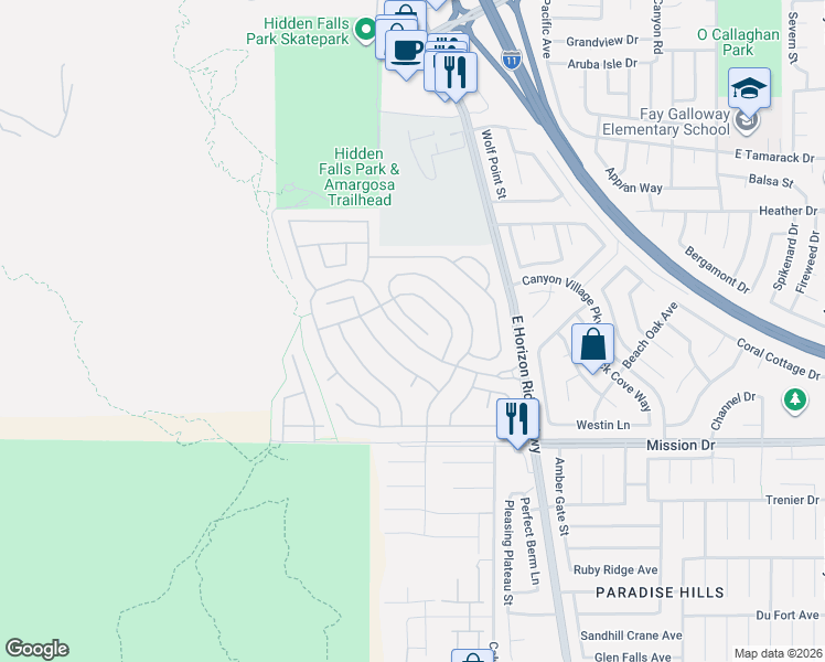 map of restaurants, bars, coffee shops, grocery stores, and more near 686 Vortex Avenue in Henderson
