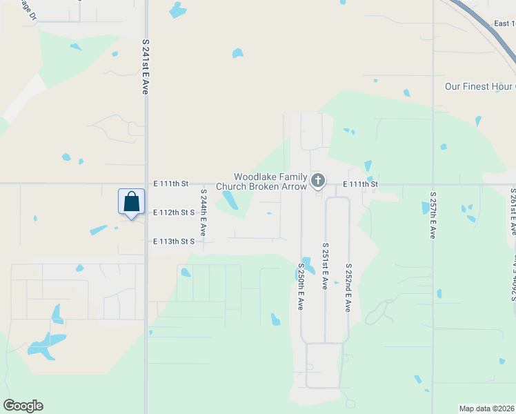 map of restaurants, bars, coffee shops, grocery stores, and more near 24712 East 112th Street South in Broken Arrow