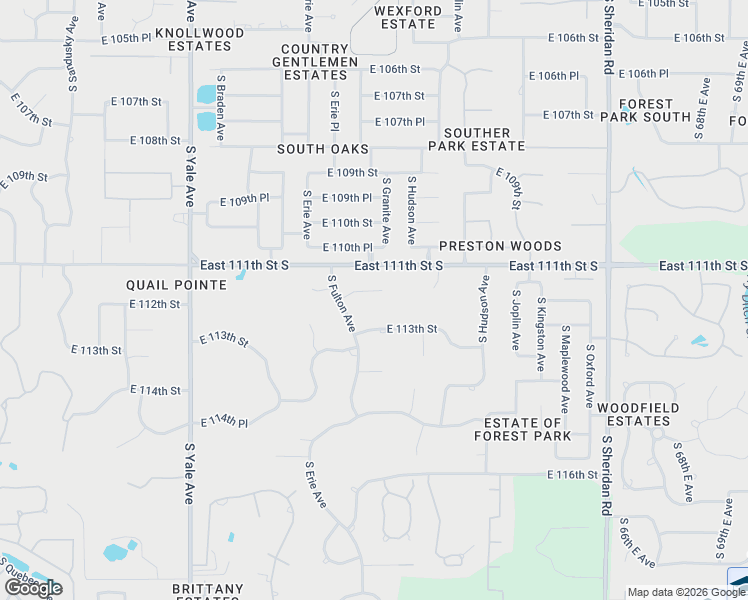 map of restaurants, bars, coffee shops, grocery stores, and more near 5522 East 112th Street in Tulsa