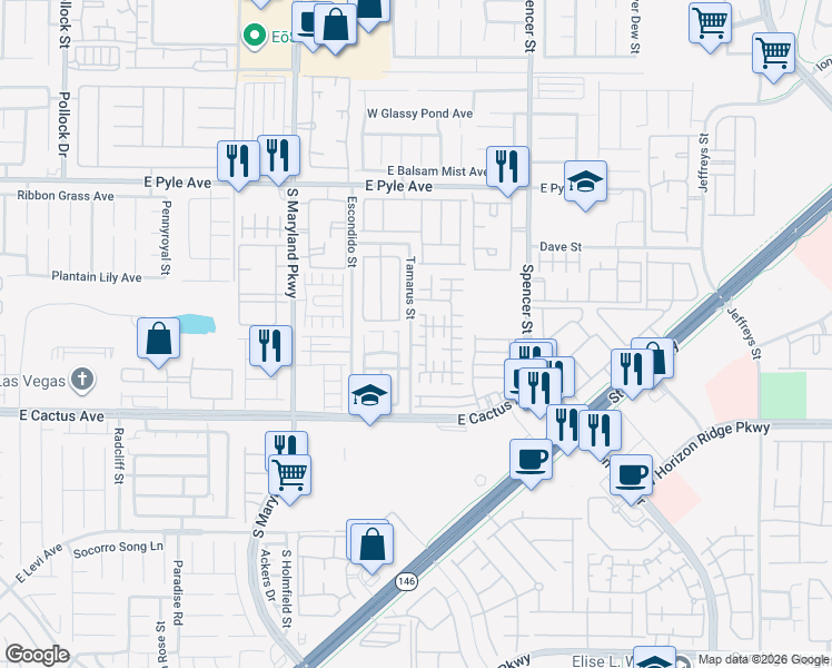 map of restaurants, bars, coffee shops, grocery stores, and more near 10361 Adams Chase Street in Las Vegas