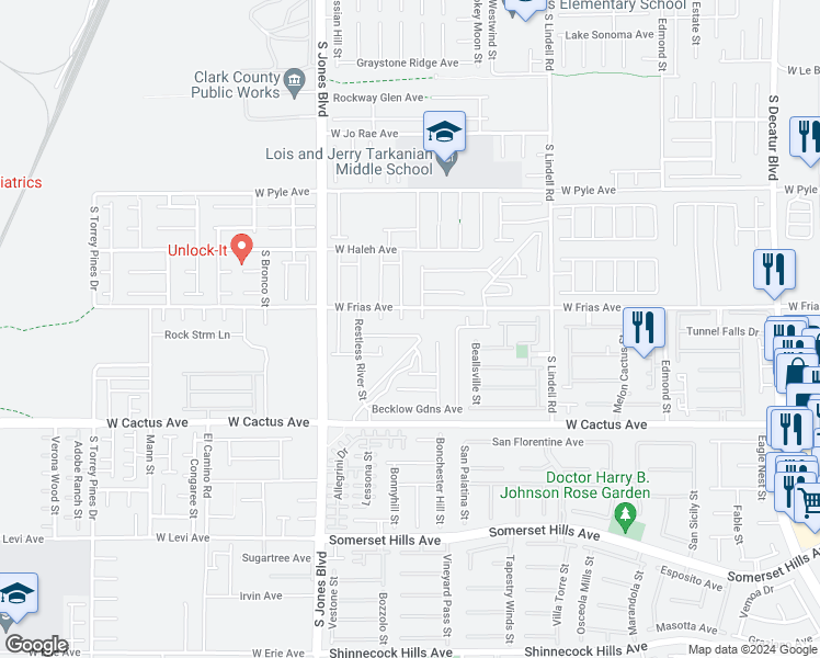 map of restaurants, bars, coffee shops, grocery stores, and more near 5878 Aurora Gold Avenue in Las Vegas