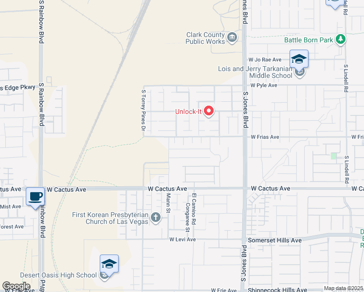 map of restaurants, bars, coffee shops, grocery stores, and more near 6346 Rock Stream Lane in Las Vegas