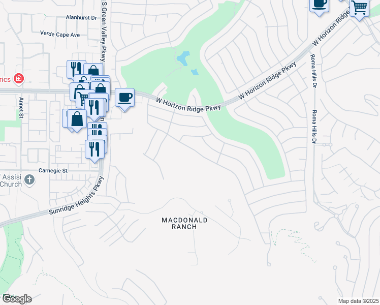 map of restaurants, bars, coffee shops, grocery stores, and more near 2153 King Mesa Drive in Henderson