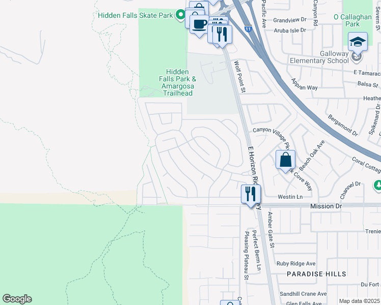 map of restaurants, bars, coffee shops, grocery stores, and more near 64 Blaven Drive in Henderson