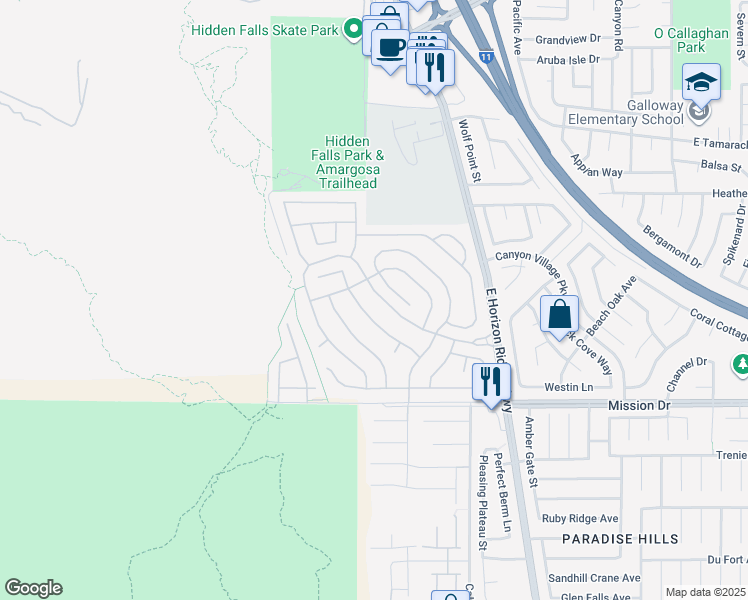 map of restaurants, bars, coffee shops, grocery stores, and more near 64 Blaven Drive in Henderson