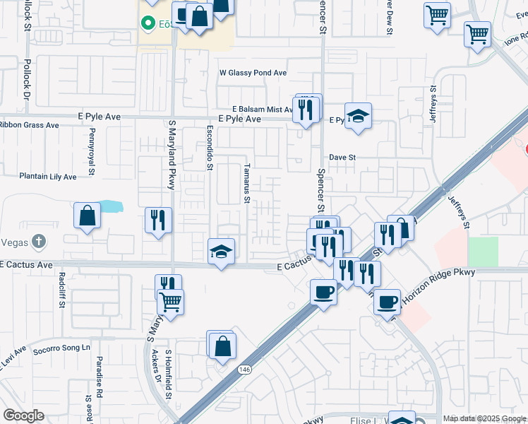 map of restaurants, bars, coffee shops, grocery stores, and more near 1567 Stone Valley Avenue in Las Vegas